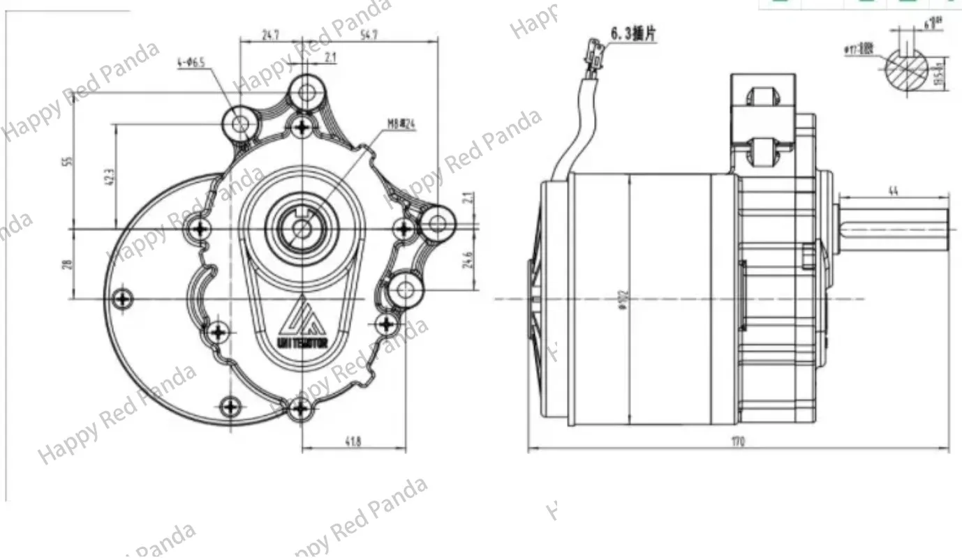 24V250W Brush Reduction Wheelchair Motor W1016Z Secondary Reduction Motor