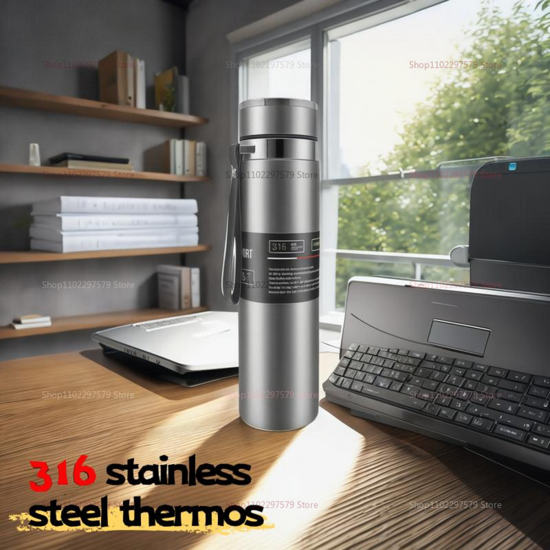  316 Stainless Steel Thermos Cup Men Women Large Capacity Portable Casual Tea Coffee Travel Mug Office Straight 