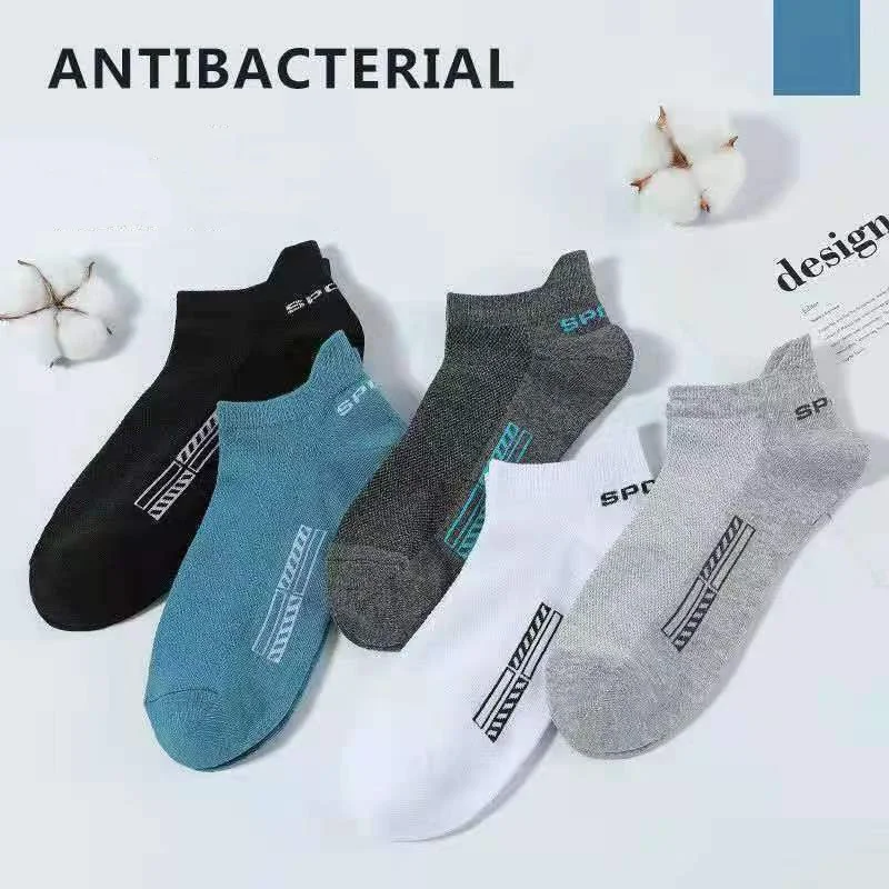 5Pairs High Quality Men Ankle Socks Breathable Cotton Sports Socks Mesh Casual Athletic Summer Thin Cut Short Sokken Size 38-45