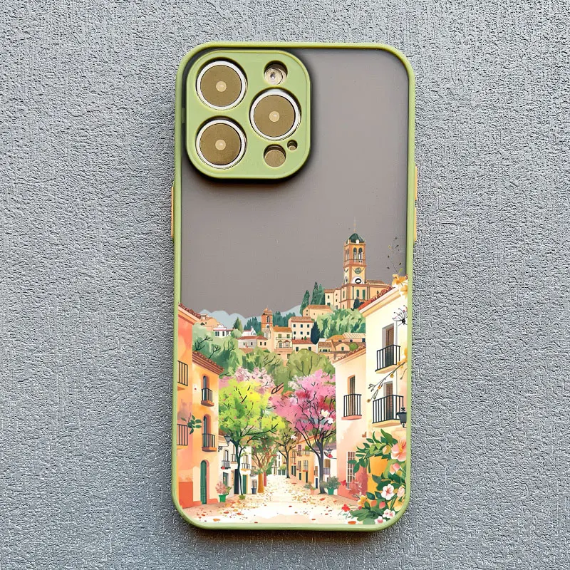 Feine Cartoon-Lila-Straßenlandschaft Handyhülle für iPhone 17 16 Pro Max Plus 15 14 13 12 11 Pro Max Mini XR XS X 7 8 Plus Rückseite – Detail 7