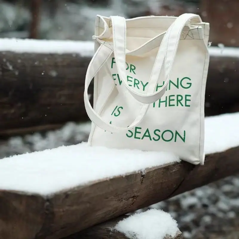 Sac à Main en Toile de Coton avec Lettres pour Femme, Sacoche Décontractée, Souple, de Grande Capacité, pour Shopping, pour Fille