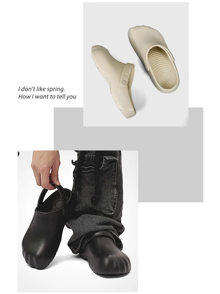 Sandales pour hommes de créateur imperméables EVA hommes pantoufles légères homme chaussures de plage bout large demi pantoufles été sans lacet chaussures d'eau