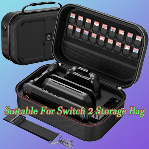 Imagen 1 del producto Una bolsa de almacenamiento cuadrada de gran capacidad adecuada para Switch 2. Almacenamiento de viaje portátil. Duradero. Bolsa de almacenamiento para accesorios de juego.
