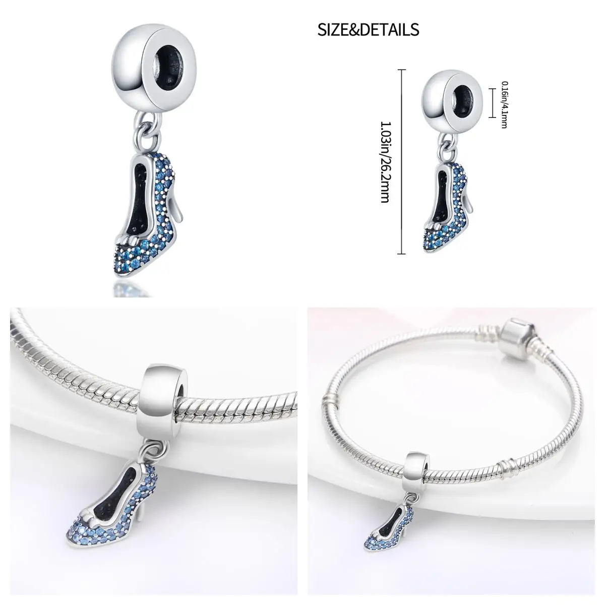 100% Real S925 Sterling Silver Shoe Charms Fit Original Pandora Bracelet&Bangle For Women Birthday Fine Jewelry Gift