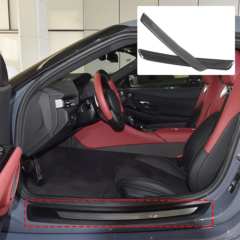 For Toyota Supra A90 2019-2025 Automotive Car Door External Threshold Strip Decorative Sticker Real Carbon Fiber Car Accessories