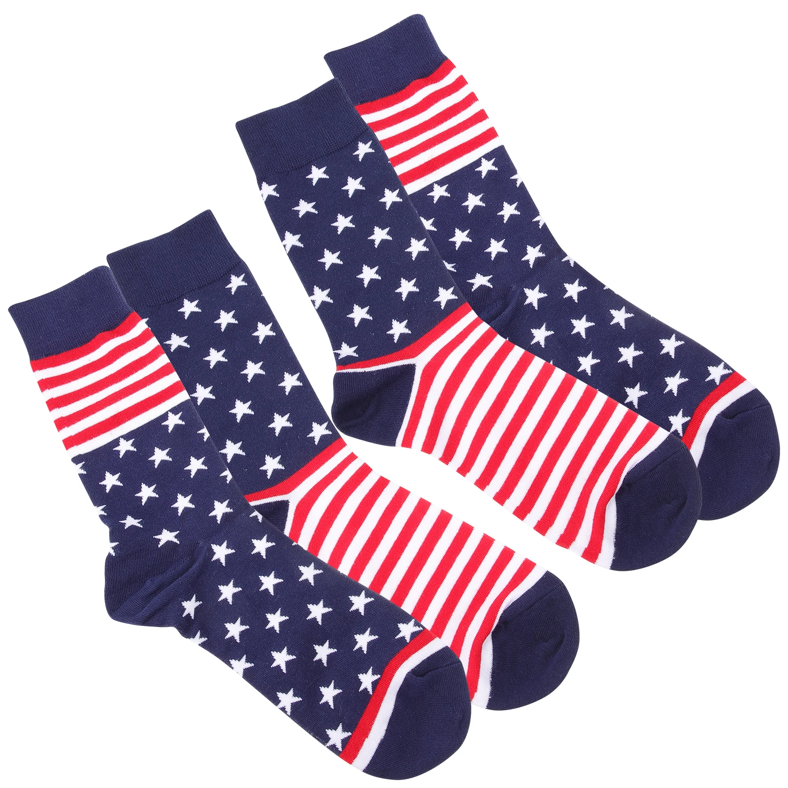 

2 Pairs American Flag Socks Cotton Long Tube Mens Fun Independence Day Stockings Holiday Gift Wedding Groomsmen Breathing