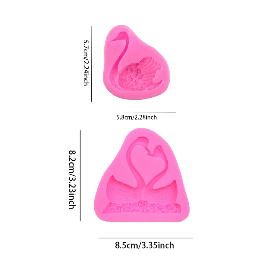 2pcs set Swan Rose DIY Cake Chocolate Fondant Glue Baking Decoration Tools Silicone Molds for Cakes Decoration