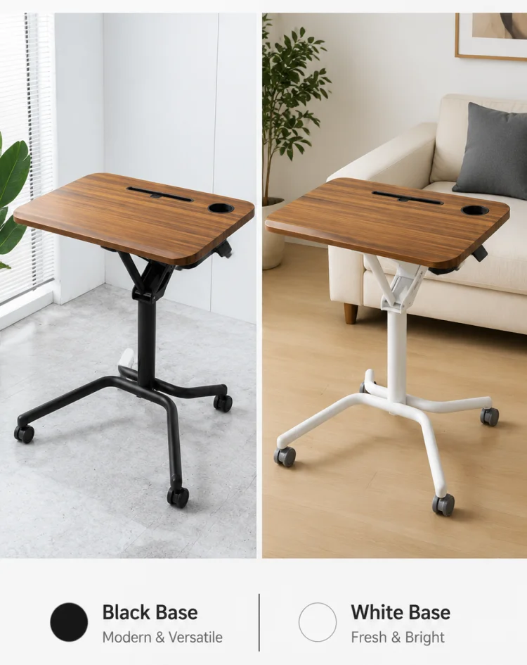 Ergonomic Modern Laptop Desk with Adjustable Height Pneumatic Hand Crank, Featuring Wooden Panel Design Office Furniture