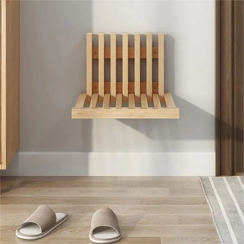 Wooden Collapsible Shower Bench Wall Fold Down Seat Inside Shower Stool Bath Seat Folding Shoe Changing Seat Folding Desk Teak