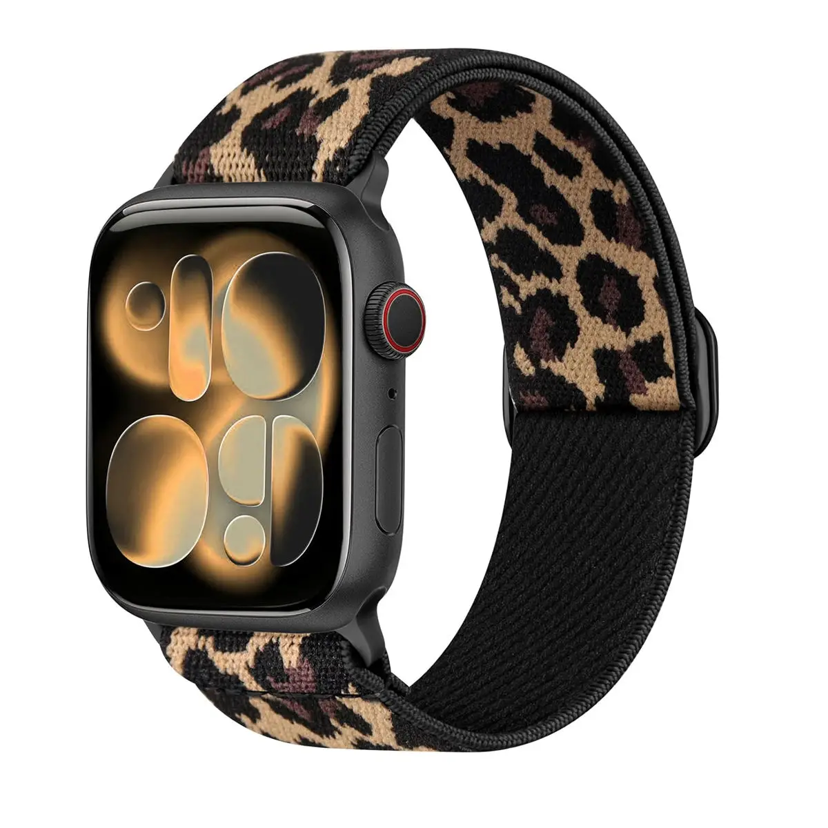 Leopard Stretchy Nylon Watch Band Compatible With iWatch 42mm 46mm Adjustable Leopard Strap For Apple Watch Series 7 6 5 4 3 SE