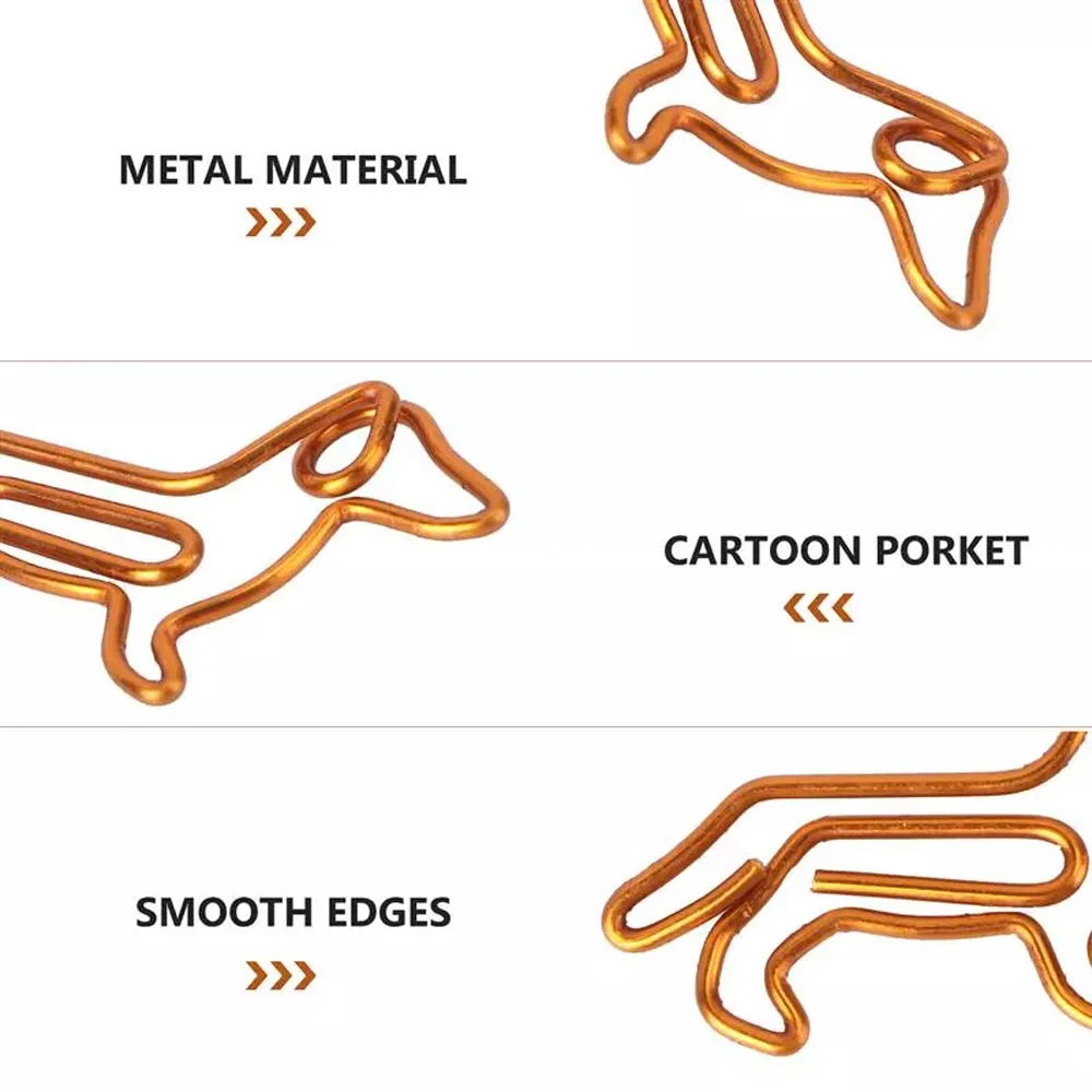 골든 닥스훈트 피규어 종이 클립 핀, 만화 크리에이티브 커스터마이징 특수 모양의 골드 종이 클립, 1 팩