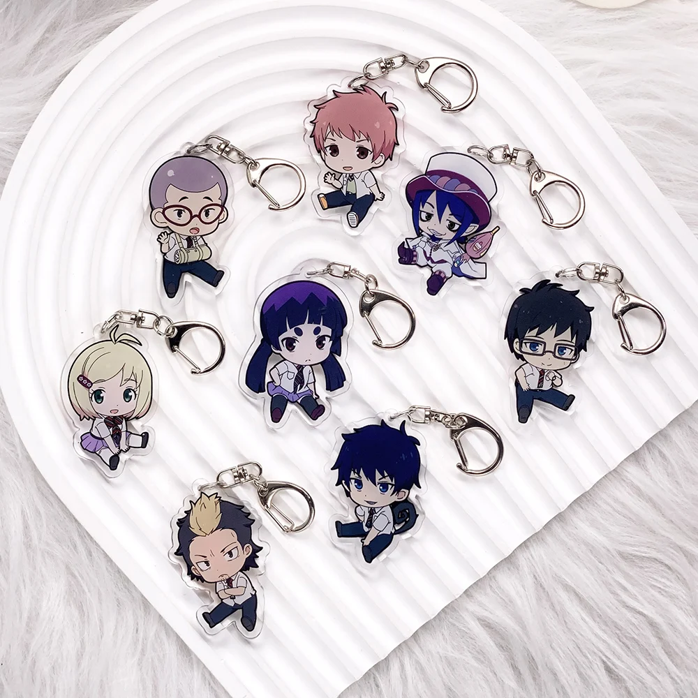 8PCS Llaveros de acrílico de anime Ao no Exorcist Blue Exorcist, accesorios de dibujos animados para bolsos, colgantes para mochilas, regalos para amigos