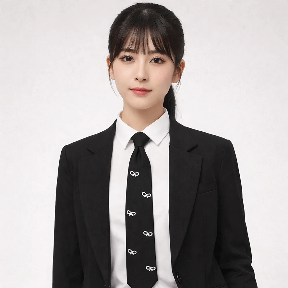 Temperament Bow Pearls Tie Korean Style Black Hand-beaded Long Necktie Collares Geometric Shirt Tie Performance