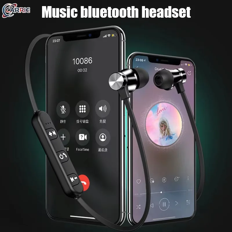 Xt11 Sports Magnetic Bluetooth Earphone In Ear Wireless Neckband Headphones Stereo Music Headset With Mic For Samrtphones