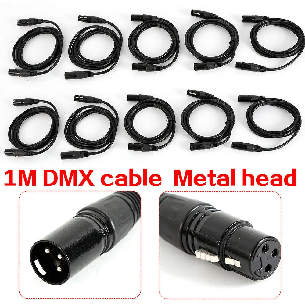 5pcs 1m 3-pin XLR DMX Metal Cable for Various Stage Lighting Products