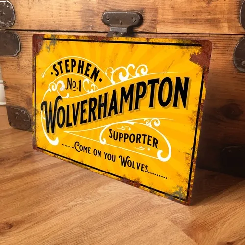 Letrero de Fútbol Personalizado de Wolverhampton, Placa de Metal Vintage Retro