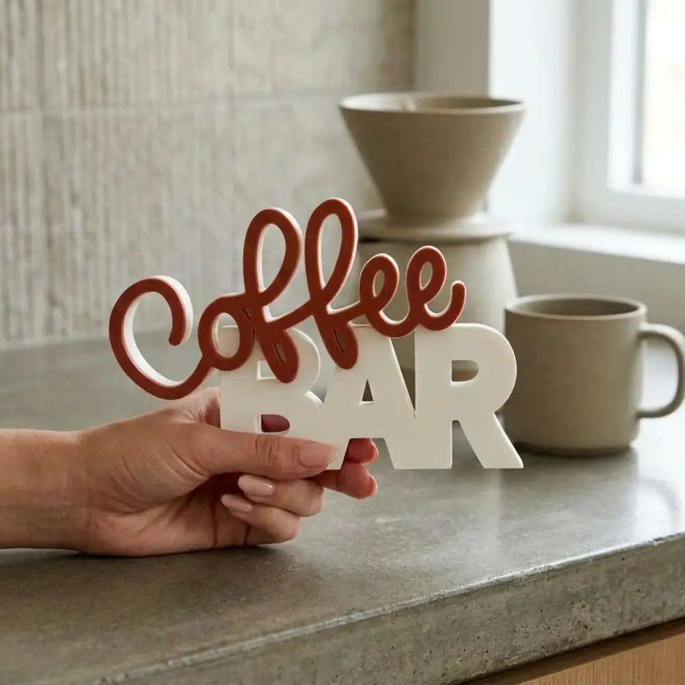Two-Tone Color Coffee Bar Tabletop Statue Minimalist Coffee Themed Coffee Tray Decor Figurine Plastic Geometric Lines