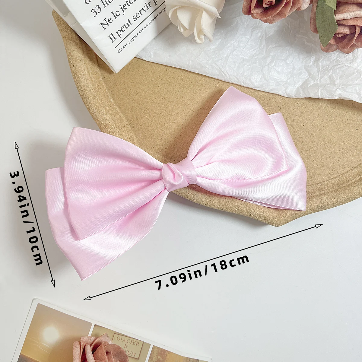 Elegant Bow Ribbon Hair Clip Black Pink White Large Bow Ribbon High Quality Simple Hair Clip Girls Women Hair Accessories