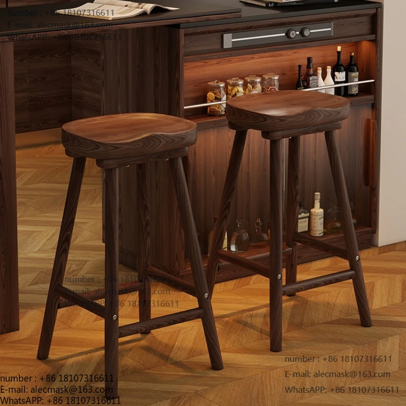 

Solid wood bar stools home bench dining table high stools restaurant café bar chairs front desk reception bar chairs