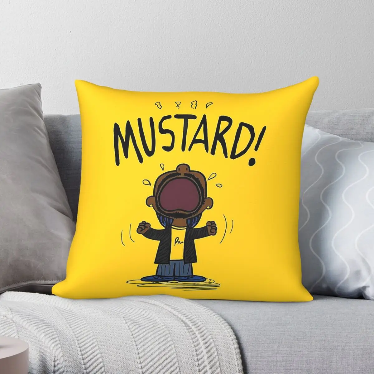 Kendrick Lamar Mustard Square Pillowcase Polyester Linen Velvet Printed Zip Decor Pillow Case Room Cushion Cover