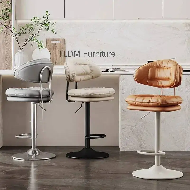 

With Back Bar Chairs Leather Protectors Comfortable Swivel Chairs Premium Sillas Para Comedor Nordic Furniture