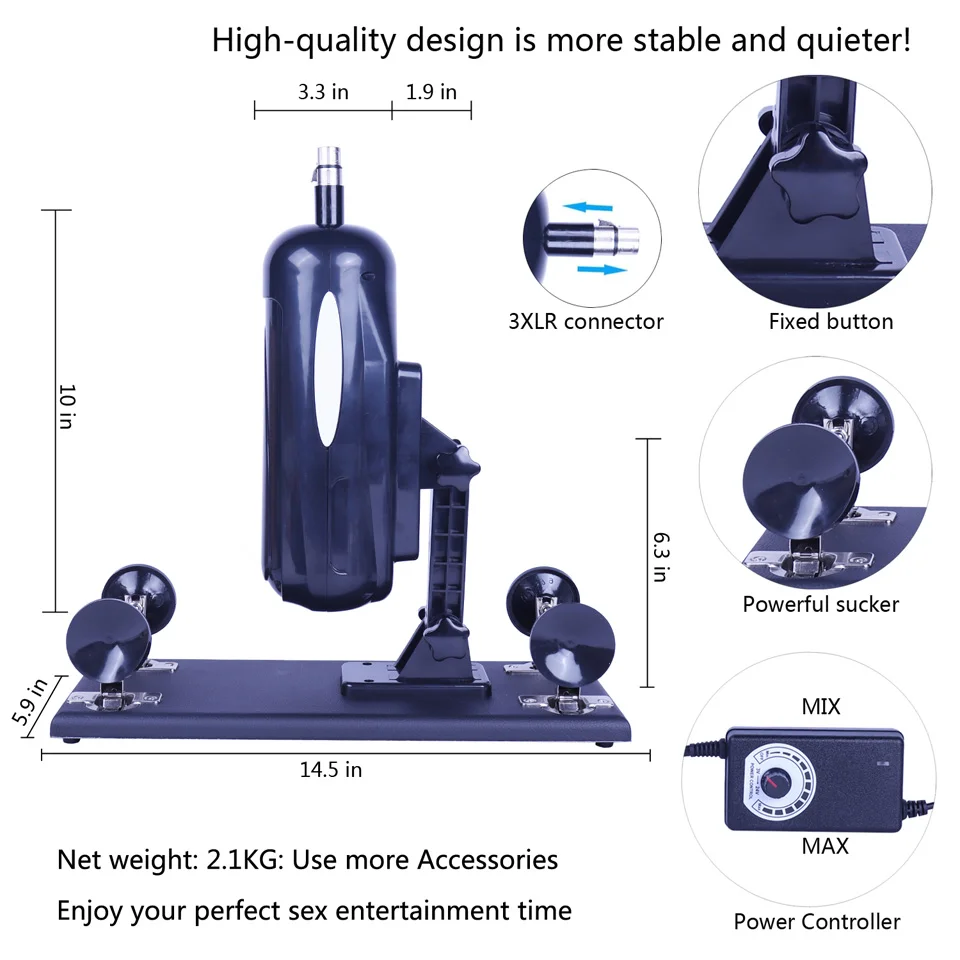 SM-F2-F2S-3XLR Adjustable Speed Retractable Masturbation Pumping Gun with Dildo Attachments for Women Sex Machine Couple Toys