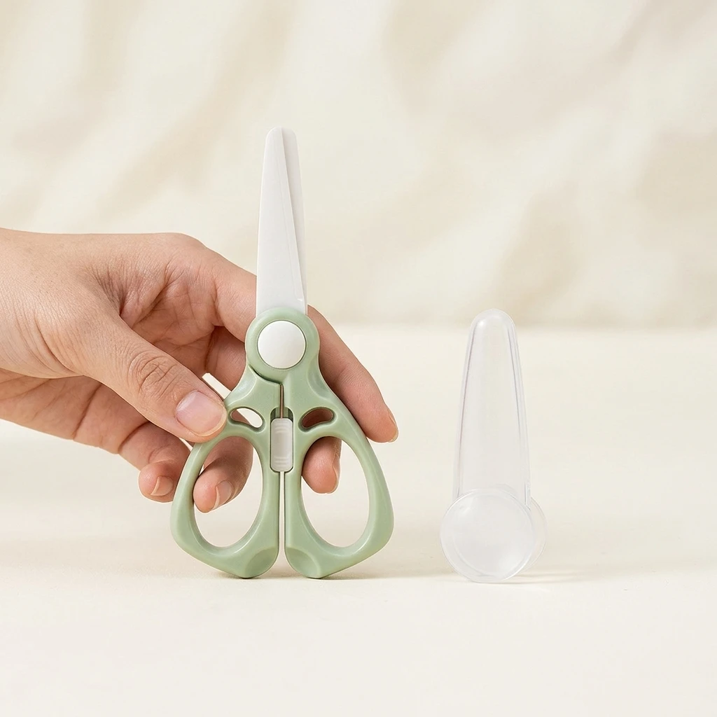 Ceramic Food Scissors Portable Baby Feeding Tool for Infant Meal Prep Nano Blade Non-Slip Handle with Storage Case Durable