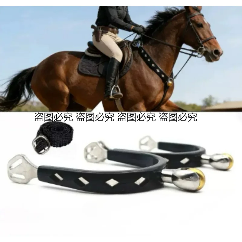 New Arrival Men's Knob End Spurs with Nylon Spur Straps Equestrian Horse Riding Accessory 1 Pair