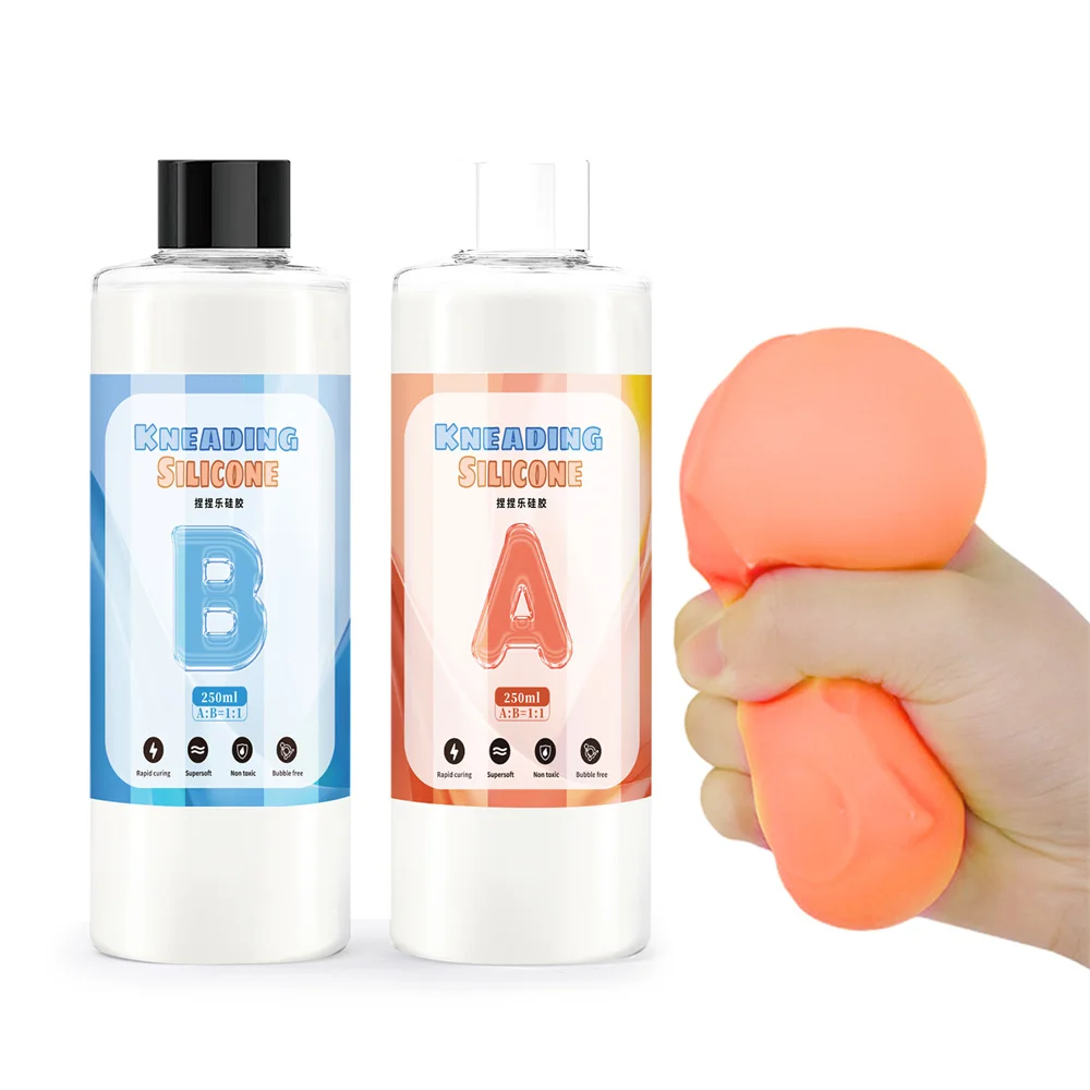 1:1 AB Epoxy Resin Glue Squishy Gel Soft Liquid Silicone Making Decompression Toys 2 Bottles AB Epoxy Resin Glue Squeezing Toys