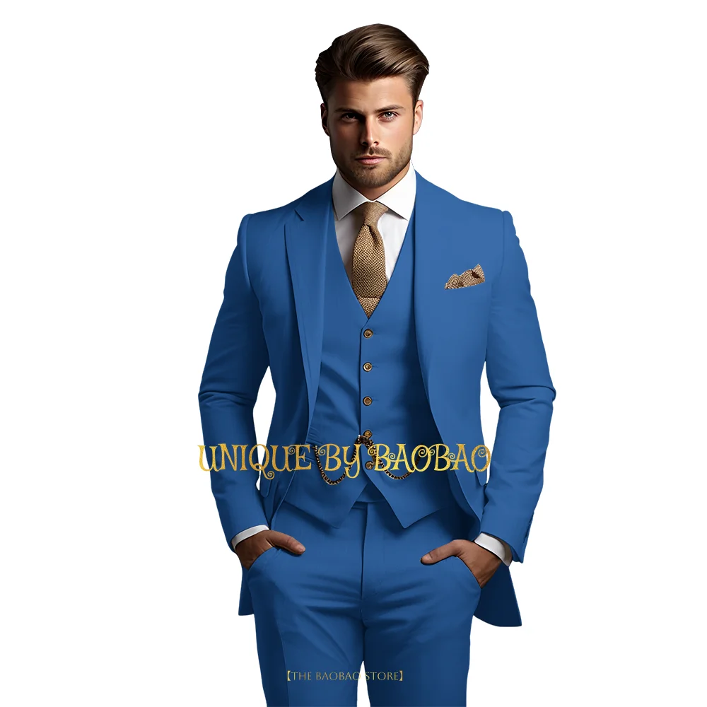 Men\'s grey 3-piece suit (jacket + vest + trousers) Elegant classic wedding attire, custom banquet birthday party tuxedo