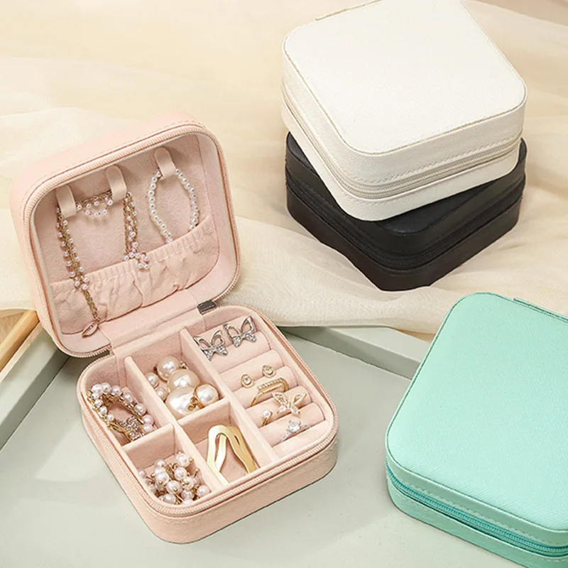 

Portable Mini Jewelry Storage Box Travel Organizer Jewelry Case Leather Storage Earrings Necklace Ring Jewelry Organizer Display