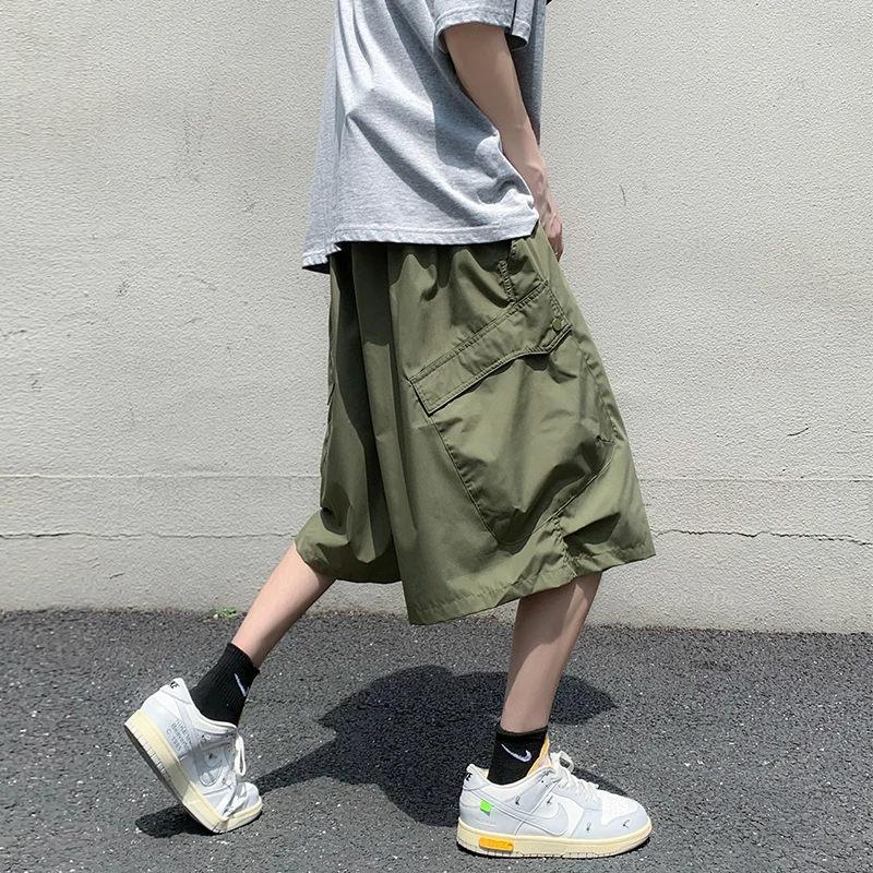 Men Shorts Casual High Street Baggy Teens Retro Design Dynamic Fashion Japanese Cool All-match Harajuku Trousers Popular Korean