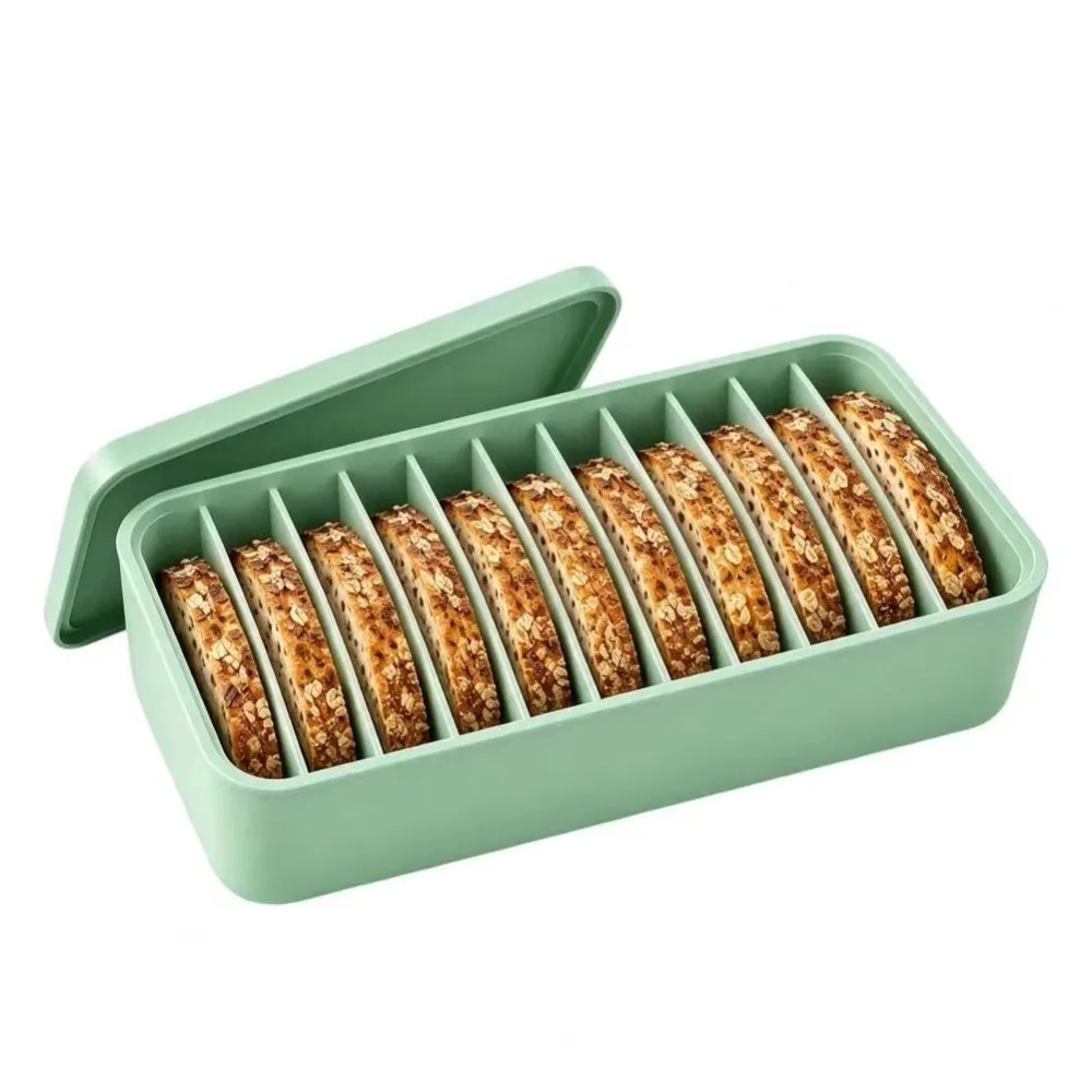 Divider Insert Silicone Bread Freezer Box Individual Compartments 11-Slot Sourdough Bread Storage Container Bread Keeper