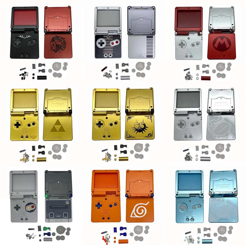 New GBASP Housing Shell Replacement for GBA SP Shell Case Cover with Buttons and Nameplate Logo for Gameboy Advance SP