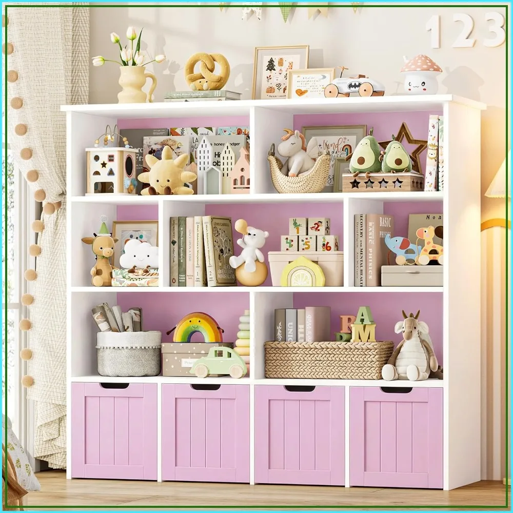 Toy Storage Organizer with Movable Drawer, Playroom Bin for Blocks and Books