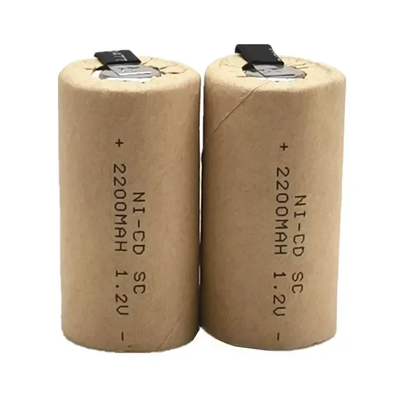 SC 1.2V 2200mAh nickel cadmium technology rechargeable battery with solder pads for use in drills, screwdrivers, and power tools