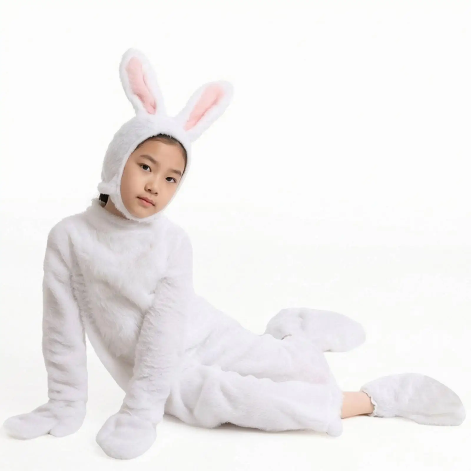 Soft Hare Jumpsuit | Attached Mittens and Footies, Bunny Costume, Bunny Costume with Hood, for Stage Performance