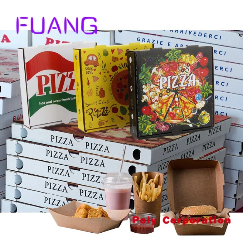 Großhandel 33 35 cm 30 40 9 Zoll Burger Paket Karton Lieferant kunden spezifisches Design gedruckte Verpackung Bulk billige Pizzas ch achteln mit Logo