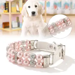 Dog Necklace Wear-resistant Detailed Plastic Puppy Neck Circle Decorative Little Pearl Cats Dogs Collar Birthday Gift