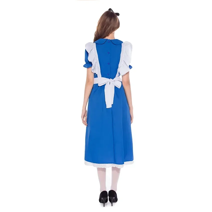 Costume de femme de chambre bleu pour enfants et filles, tenue de cosplay Lolita, tenue Kiev illage de paupières de princesse, fête d'Halloween, adultes et femmes