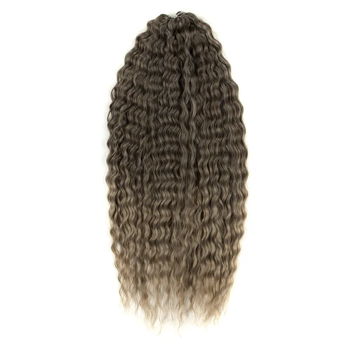 Imagen 2 del producto Ariel pelo sintético Twist Crochet pelo rizado 24 pulgadas onda de agua trenza pelo Rubio degradado marrón onda profunda extensión de cabello trenzado