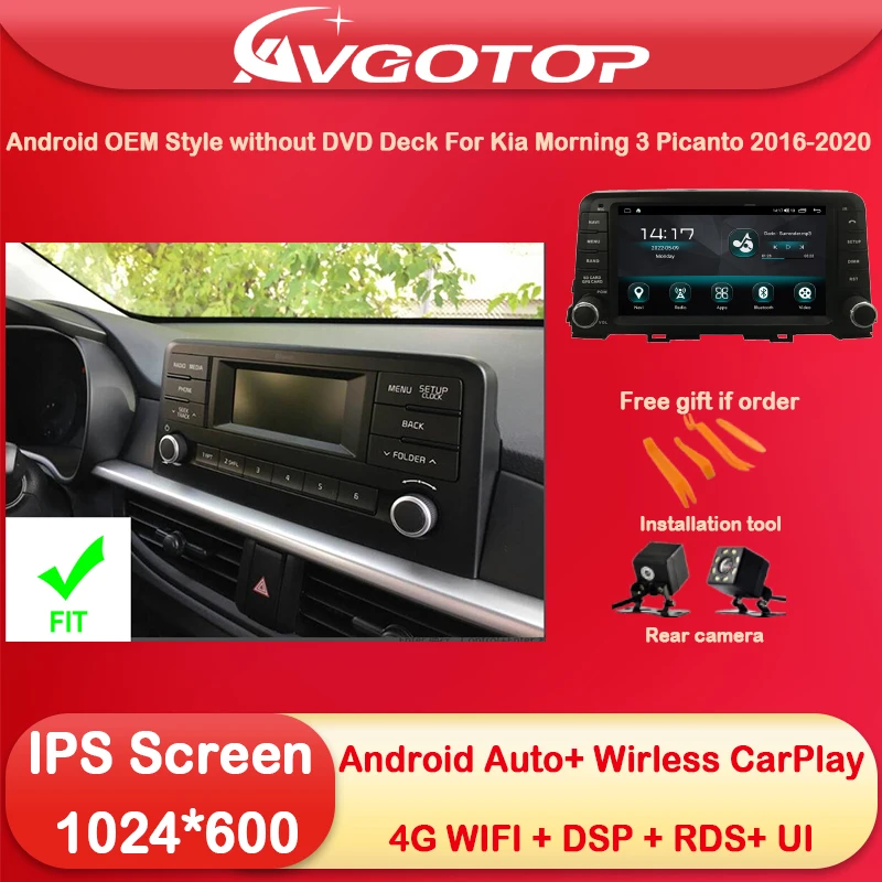 

Android 12 Car Radio Multimedia & OEM Style for Kia Morning 3 Picanto 2016 18 2020 Wireless Carplay Auto 4G Wifi GPS DSP No DVD