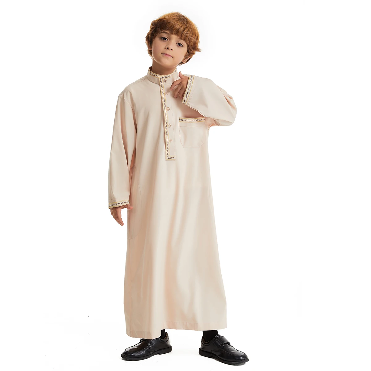 New Thobe Kinder Jungen islamische Kleidung Saudi Dubai Truthahn Kaftan Abayas für Kinder Teenager lange Robe Kleid Th883