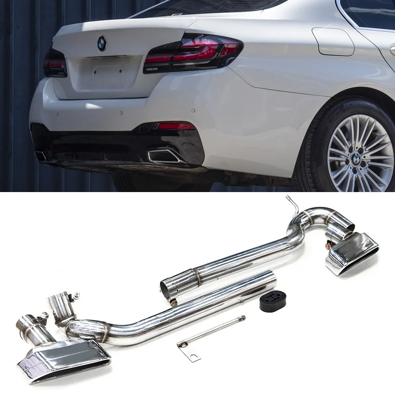 Doppel-Auspuffblende für F10 F11 520i 523i 528i bis G30 G31 M Sport Look, quadratische Schalldämpferblende, Auspuffendrohr