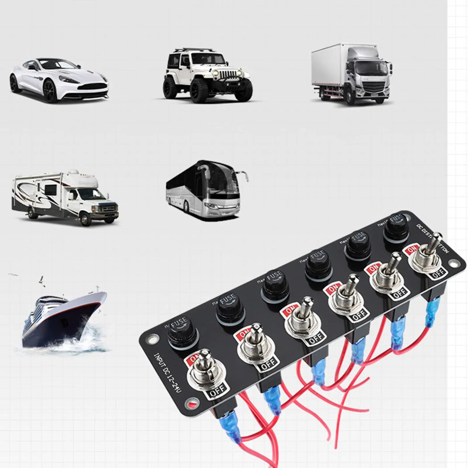 

Bilge Pump Control Switch Panel 6 Switches Easy to Install Toggle Switch Panel for Boat Replacement Automotive Accessories