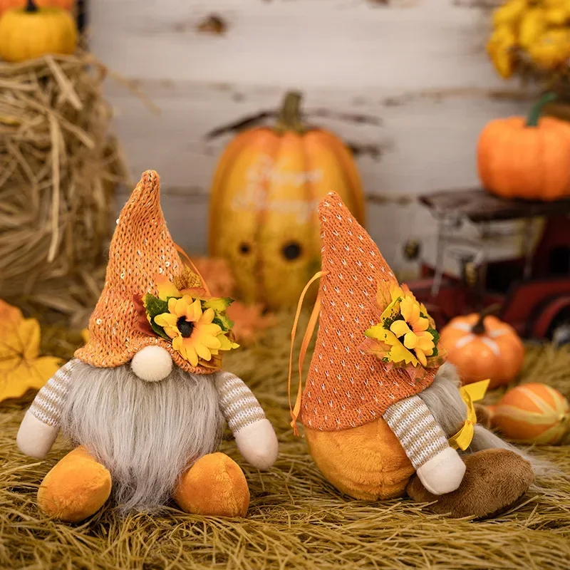 

Autumn Decorations Plush Elf Dwarfs Dolls Halloween Gnome Dolls Pumpkin Sunflower Xmas Gifts Thanksgiving Decorations Kids