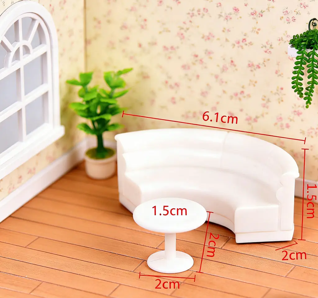 3 قطع 1:50 مواد نموذج طاولة الرمل - الأثاث الداخلي: سرير، طقم مكتب، كرسي، أريكة، تلفزيون، ديكور صغير لنماذج البناء