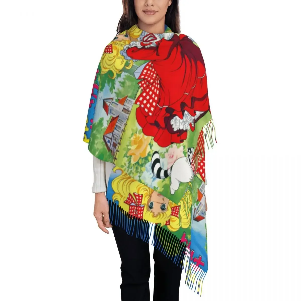 Candy  Cartoon Scarf Wrap Women Long Winter Fall Warm Tassel Shawl Unisex Anime Manga Scarves