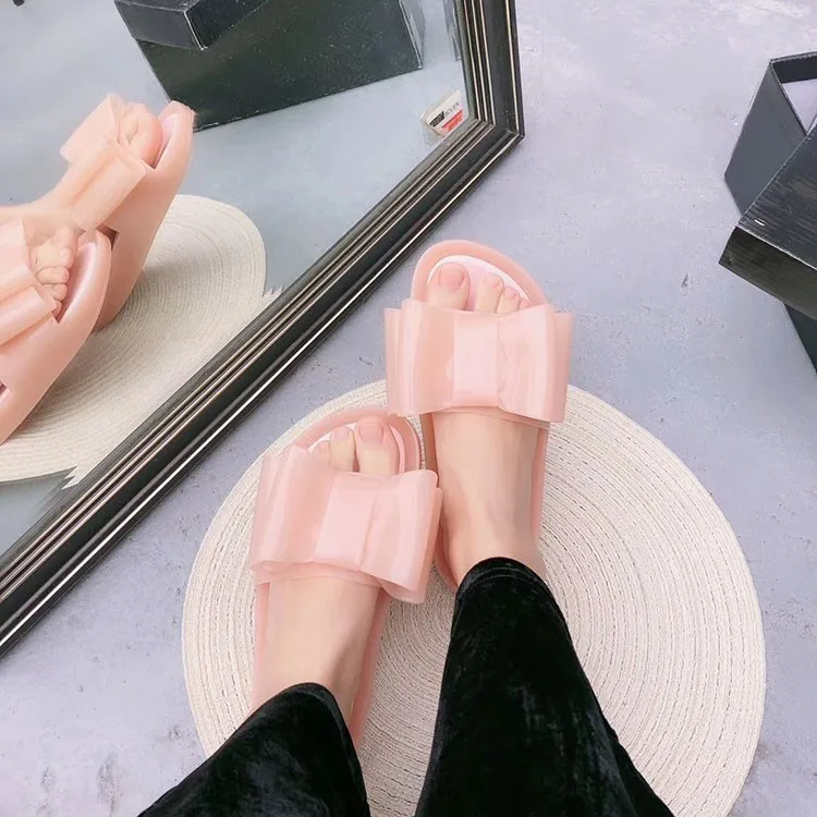 On Sale Brazil Brand Classical Style Big Bowknot Women Slippers Ladies Fashion Girl Flat Slides Female Beach Slippers SM068