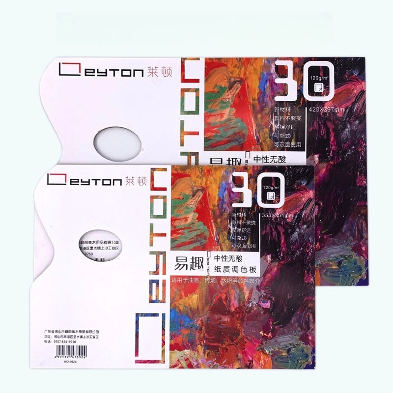 LEYTON Tear-off Palette Peelable Paper Board Wash-free 30 Sheets Double-side for Acrylic, Oil, Gouache, Watercolor Painting
